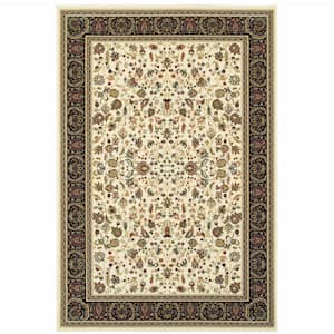 Ivory and Black 2 ft. x 4 ft. Oriental Area Rug