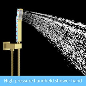 Wall Mount Faucet Bathroom Faucets with Rainfall Shower Head Shower Combo Set in Brushed Gold