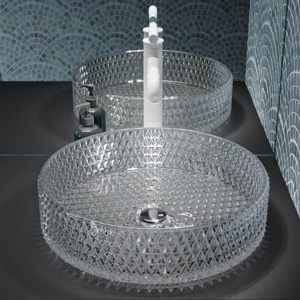 Cache 15.35" Clear Glass Round Above-Counter Vessel Sink