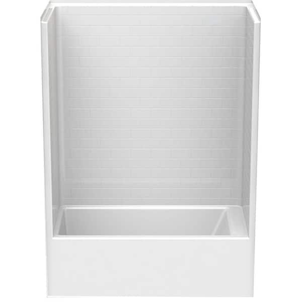 Aquatic Everyday Subway Tile 60 in. x 32 in. x 80 in. 1-Piece Bath and Shower Kit with Left Drain in White
