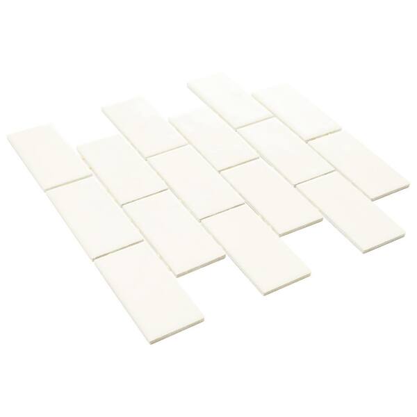 Marazzi LuxeCraft 12 in. x 12 in. x 6.35 mm White Brick Joint Ceramic Mosaic Tile (0.83 sq. ft. / piece)