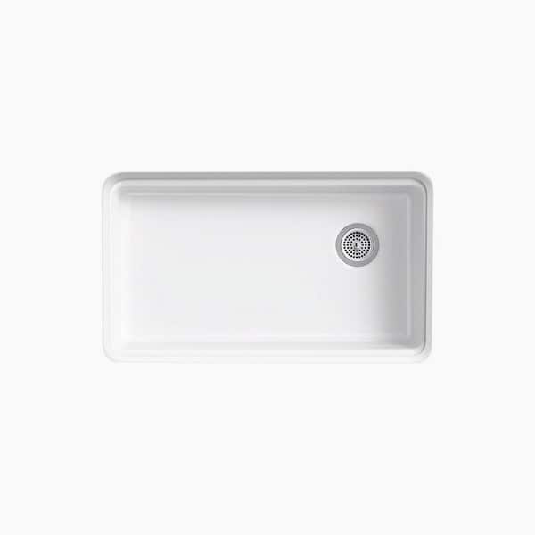 KOHLER River by 33 in. Undermount Single Bowl Dune Cast Iron Kitchen Sink
