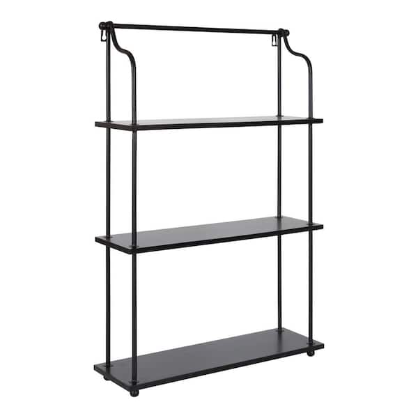 Kate and Laurel Walters 32.00 in. x 20.62 in. x 32.00 in. Black Wood Floating Decorative Wall Shelf without Brackets
