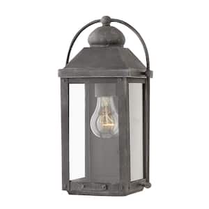 Anchorage 1-Light Aged Zinc Black Hardwired Outdoor Wall Lantern Sconce