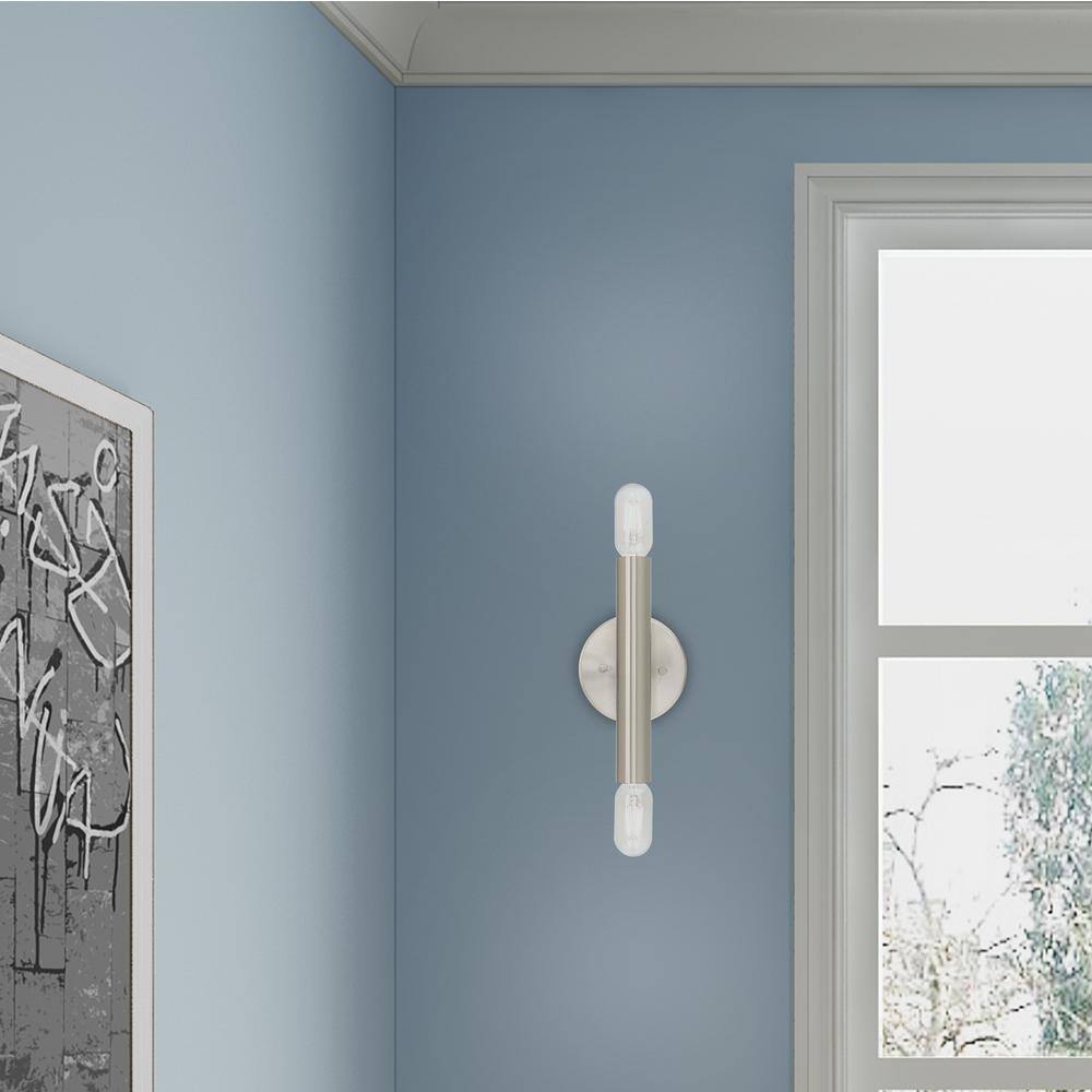 Copenhagen Brushed Nickel 2-Light Industrial Wall Sconce