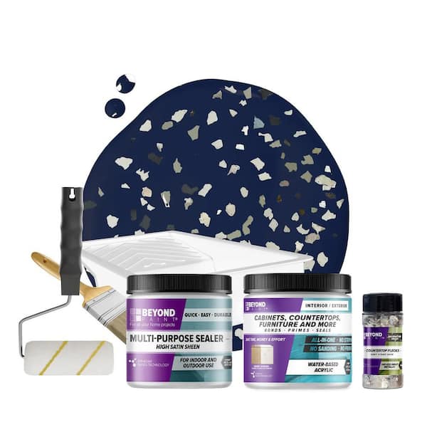 BEYOND PAINT Navy Flat Countertop Kit with Smoked Gray Flecks