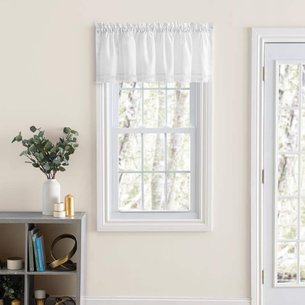 Natural Cotton Textured Rod Pocket Valance with Embroidery