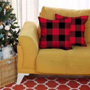 Charlie Set of 2-Red and Black Buffalo Plaid Throw Pillows 1 in. x 18 in.