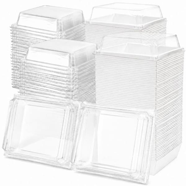Set of 100 White Paper Charcuterie Boxes with Clear Lids, 5.4 x 5 x 2.5 in for catering. Sandwich Boxes