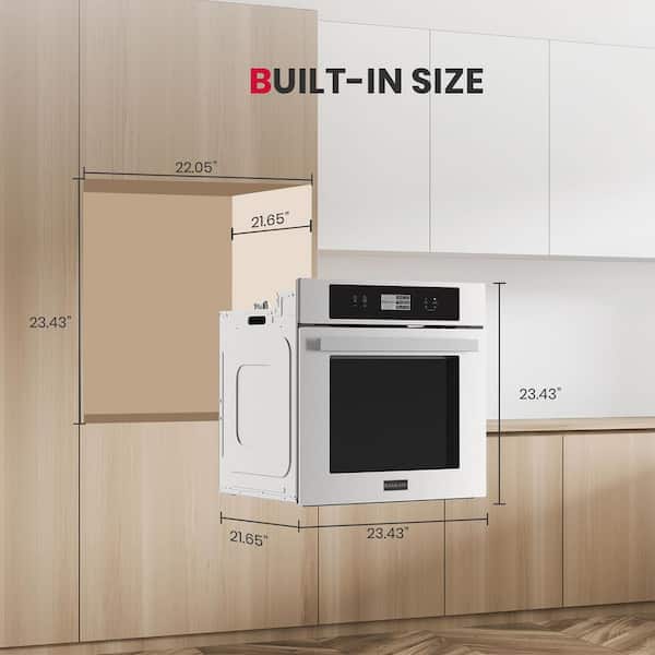 24 in. Built-in Single Electric Wall Oven in Stainless Steel with Convection and Rotisserie, ETL Certified