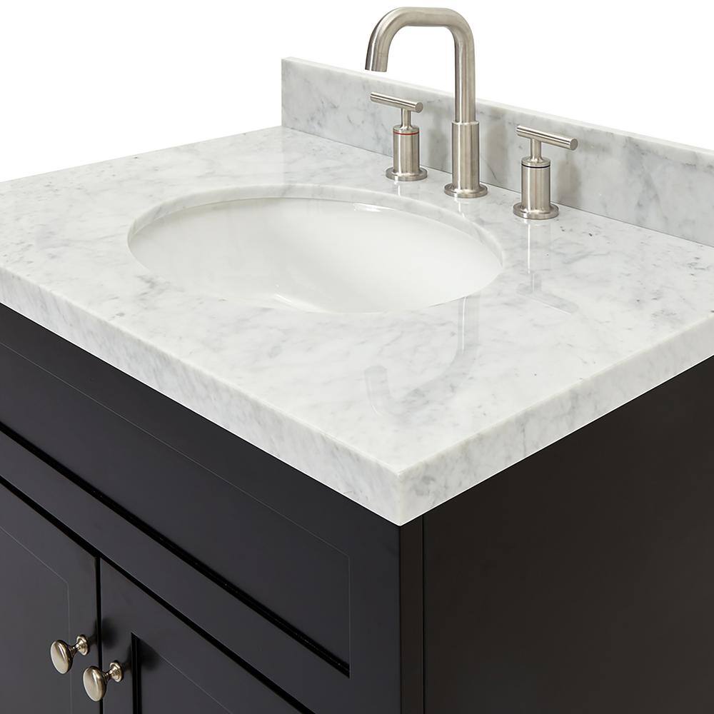 Black and Carrara White Marble 31" Freestanding Single Vanity