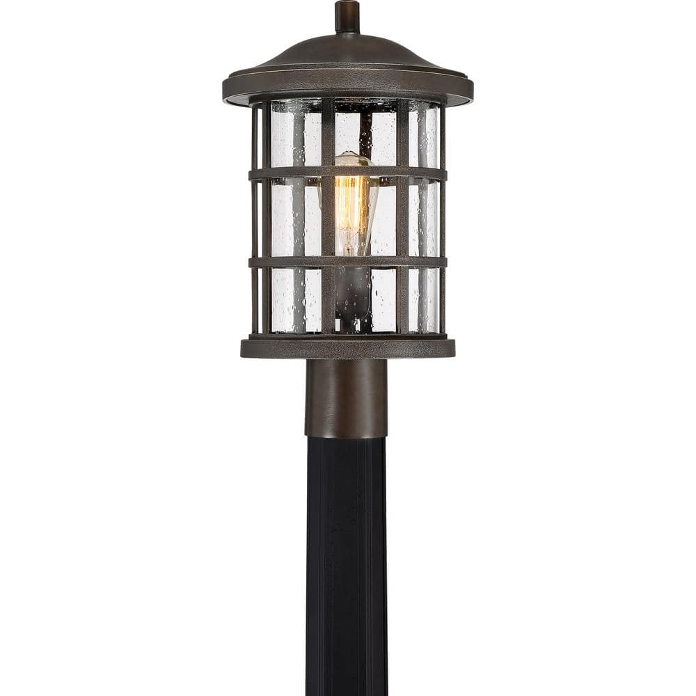 Crusade 10'' Palladian Bronze Outdoor Post Lantern with Crisscrossed Bands