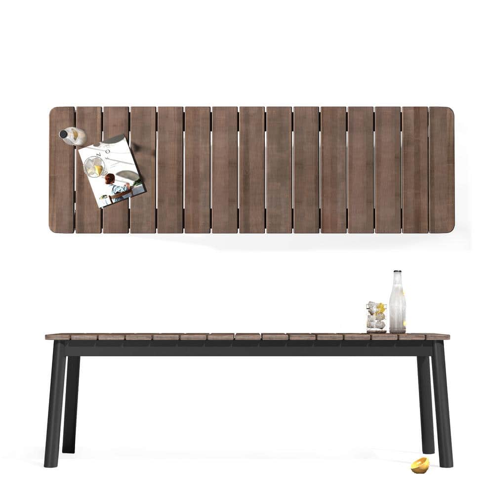Zinus Savannah Black Aluminum and Bamboo Outdoor Dining Bench ZUOPBOB1