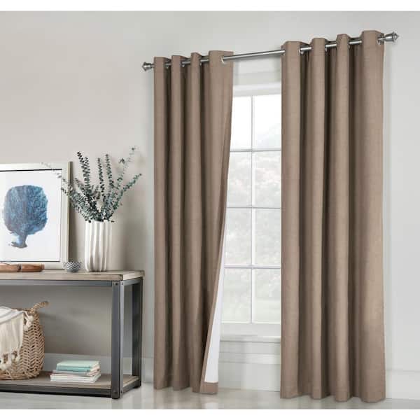 THERMALOGIC Ventura Pebble 52 in. W x 95 in. L Grommet Total Blackout Curtain Panel Pair, Each Panel