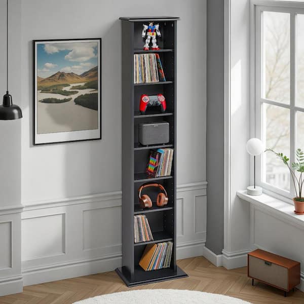 Prepac Black Narrow Storage Cabinet, CD Storage, CD Rack Display