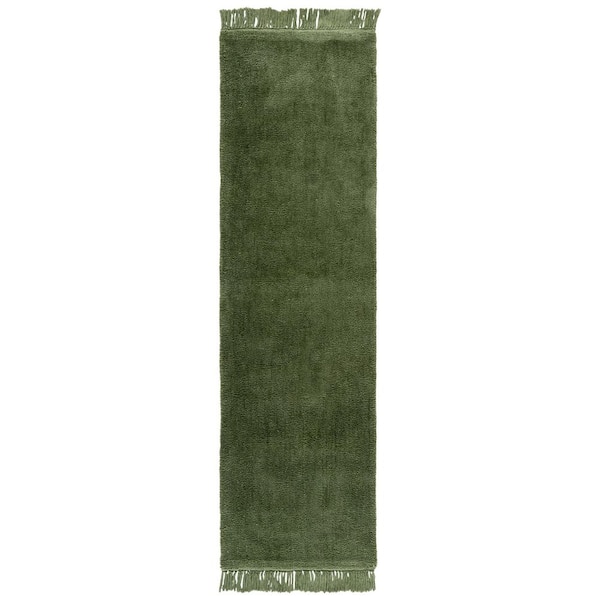 Vermont 2 ft. x 8 ft. Green Solid Textured Runner Rug