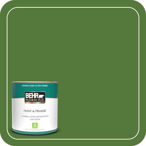 BEHR PREMIUM PLUS 1 qt. #P380-7 Luck of the Irish Semi-Gloss Enamel Low Odor Interior Paint & Primer