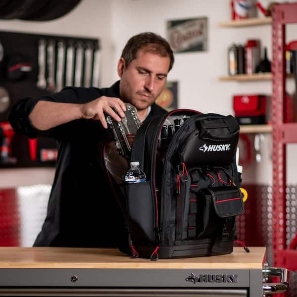 HYPER FINE BLOCK + PLUS 90包 Husky 19 in. Black Heavy Duty Pro Tool Backpack BLK65158-TH - The