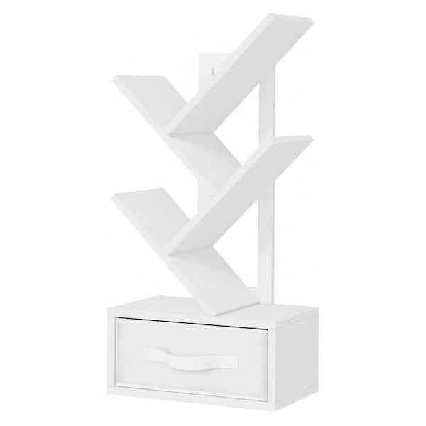 White 11.8 in. x 24 in. Wood Modern Desk Display Bookshelves
