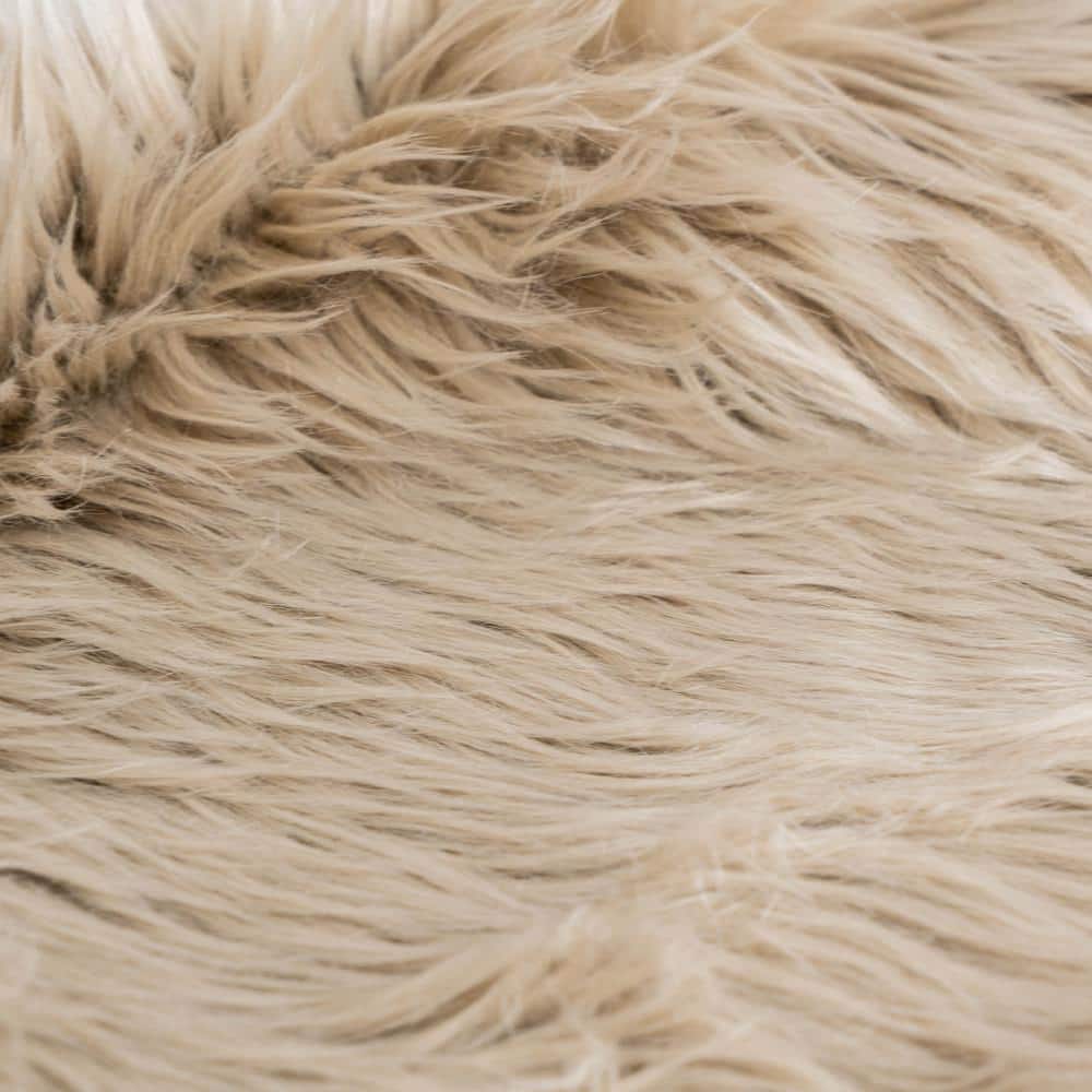 Serene Deluxe Light Brown Faux Sheepskin 6' x 9' Shag Rug