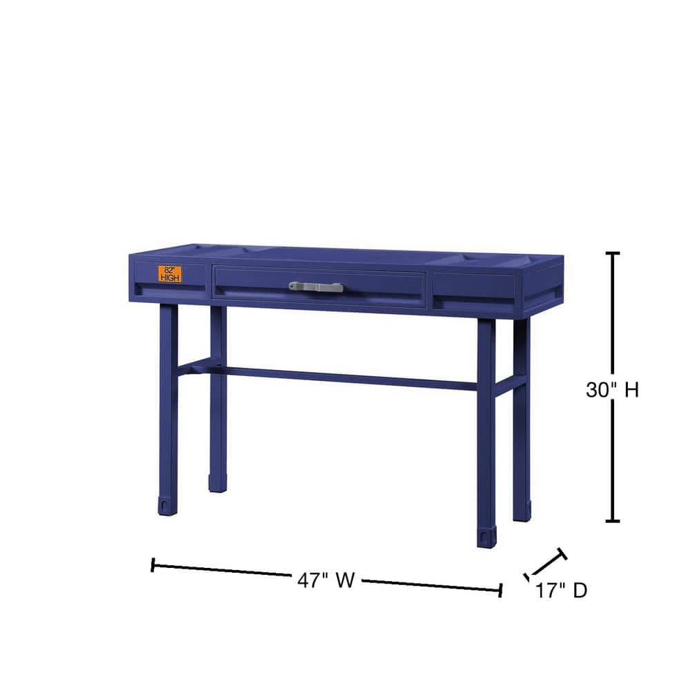 Cargo Blue Metal & Wood Vanity Desk with Storage Drawer