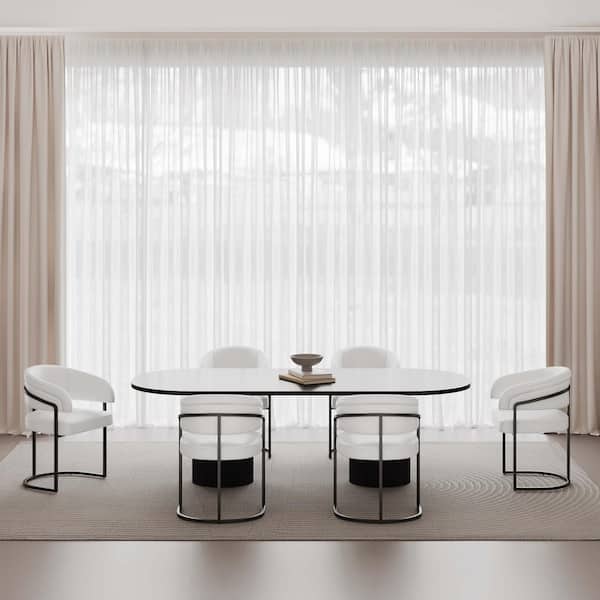 Augusta Modern White Faux Leather Upholstered Dining Arm Chair (Set of 6)