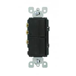 15 Amp Decora Commercial Grade Combination Single Pole Rocker Switch/3-Way Rocker Switch, Black