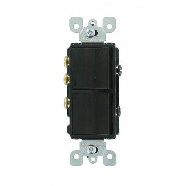 Leviton 15 Amp Decora Commercial Grade Combination Single Pole Rocker Switch/3-Way Rocker Switch, Black