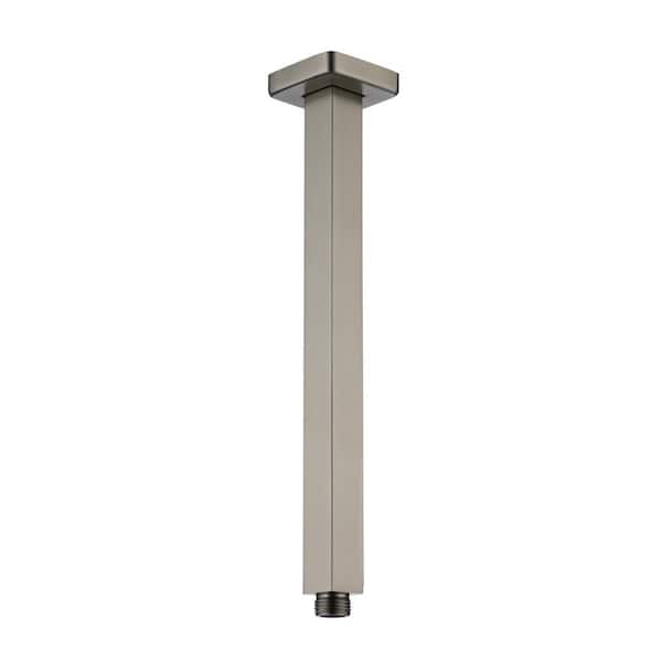 CASAINC 12 in. Square Ceiling Mount Standard Shower Arm and Flange, Brushed Nickel