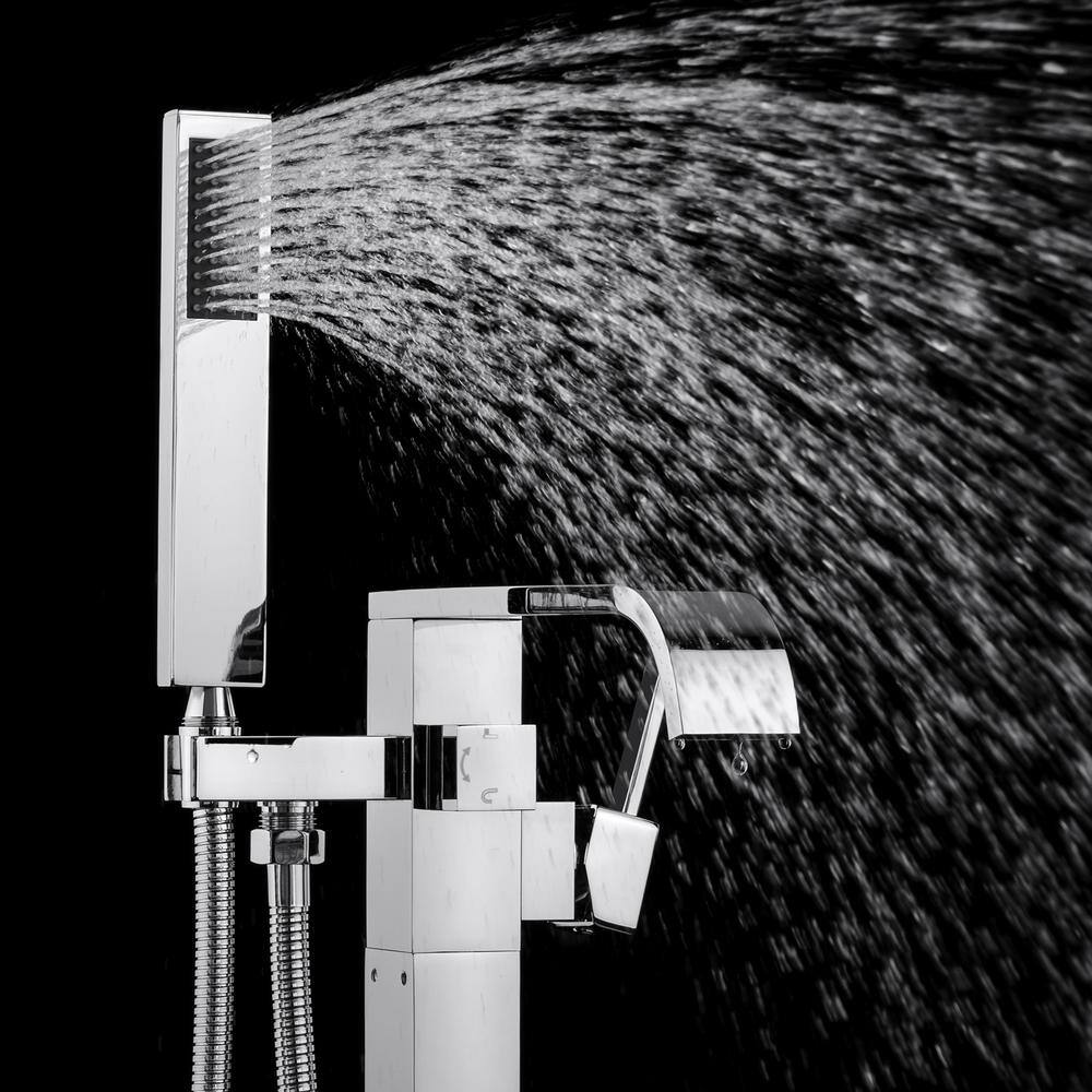 AKDY 34" Chrome Freestanding Bathtub Faucet with Handheld Shower