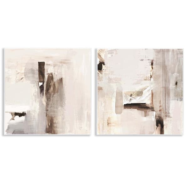 Stupell Industries Neutral Forms on Beige by Susan Jill 2 Pieces Unframed Abstract Graphic Art Print 12 in. x 12 in.