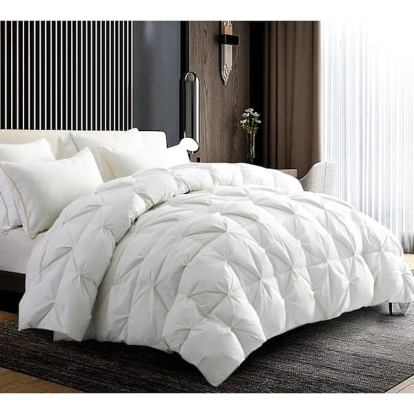 WhatsBedding Queen Size Feather Comforter, Filled with Feather and Down,  White All Season Duvet Insert - Luxurious Hotel Bed Comforter - 100% Cotton