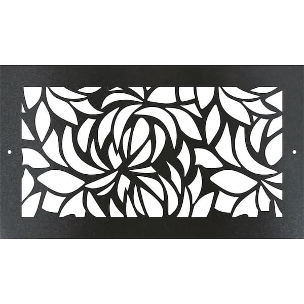 Metal Screw-In Floor Register. Duct Opening 4x10 (Overall 6x12) - Leaves Design