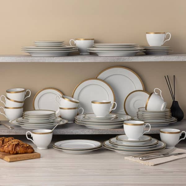 Noritake Charlotta Gold 60-Piece (Gold) Porcelain Dinnerware Set