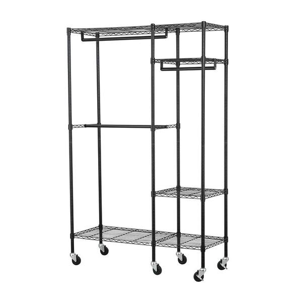 Muscle Rack Black Steel Clothes Rack With Wheels (48 in. W x 74 in. H)