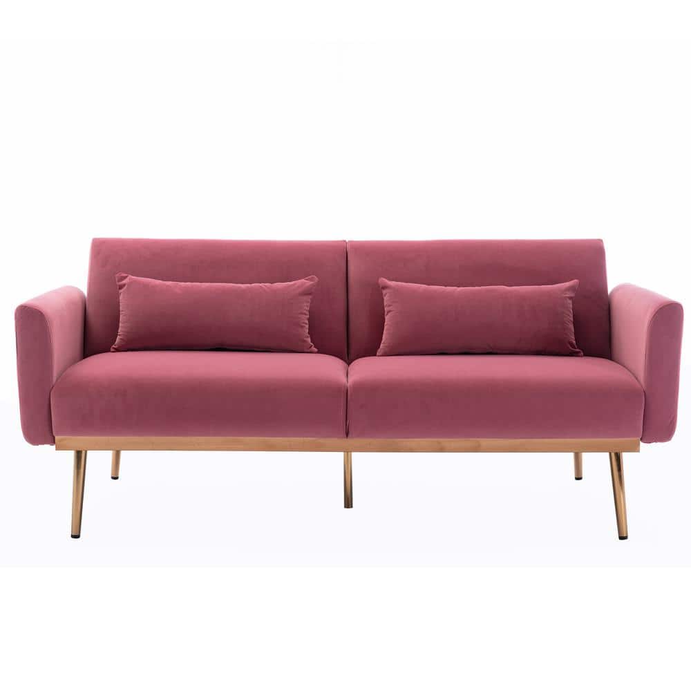 Cradle scald Beaten truck ATHMILE 68.5 in. Pink Velvet Upholstered Square Arm 2-Seater Loveseat  Reclining Sofa with Metal Legs and Pillows GZ-W39532074 - The Home Depot