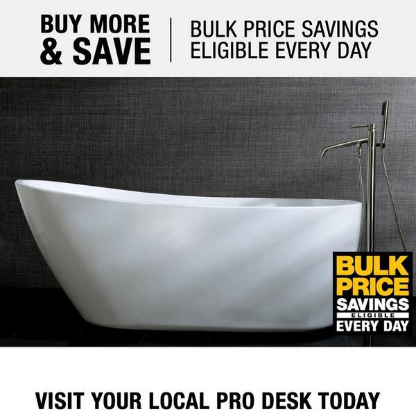 Fusion 59 in. Acrylic Front Drain Flatbottom Freestanding Bathtub in White Fusion 59 in. Acrylic Front Drain Flatbottom Freestanding Bathtub in White