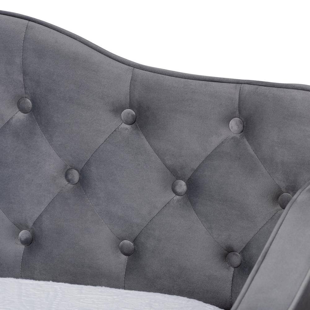 Gray Velvet Upholstered Twin Daybed with Tufted Back and Trundle
