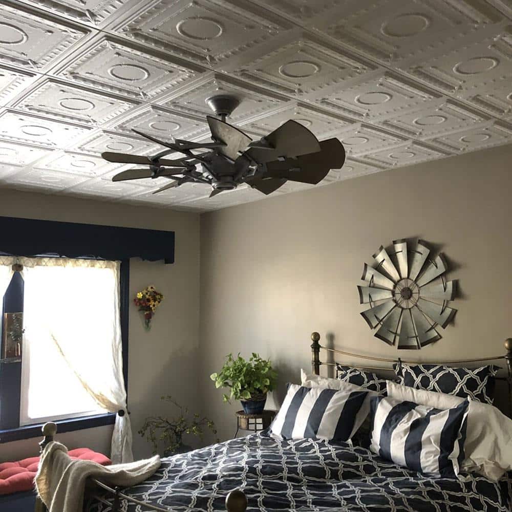Romanesque White Polystyrene Glue-up Ceiling Tile 1.6 ft x 1.6 ft