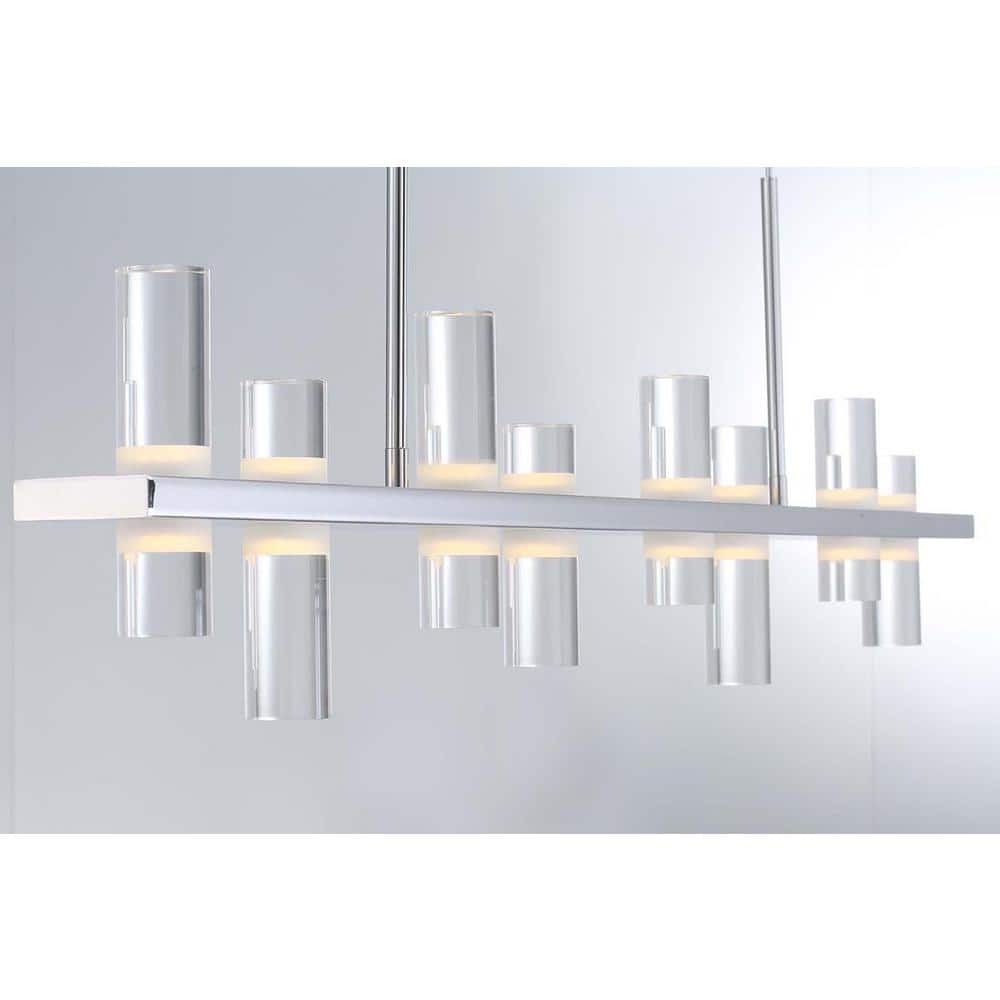 Chrome and Clear Acrylic 8-Light Linear LED Chandelier