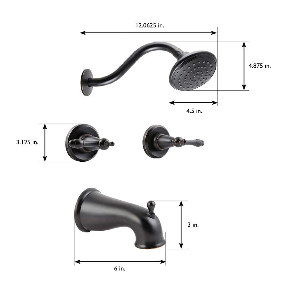 Oakmont Oil Rubbed Bronze Dual Handle Tub and Shower Faucet