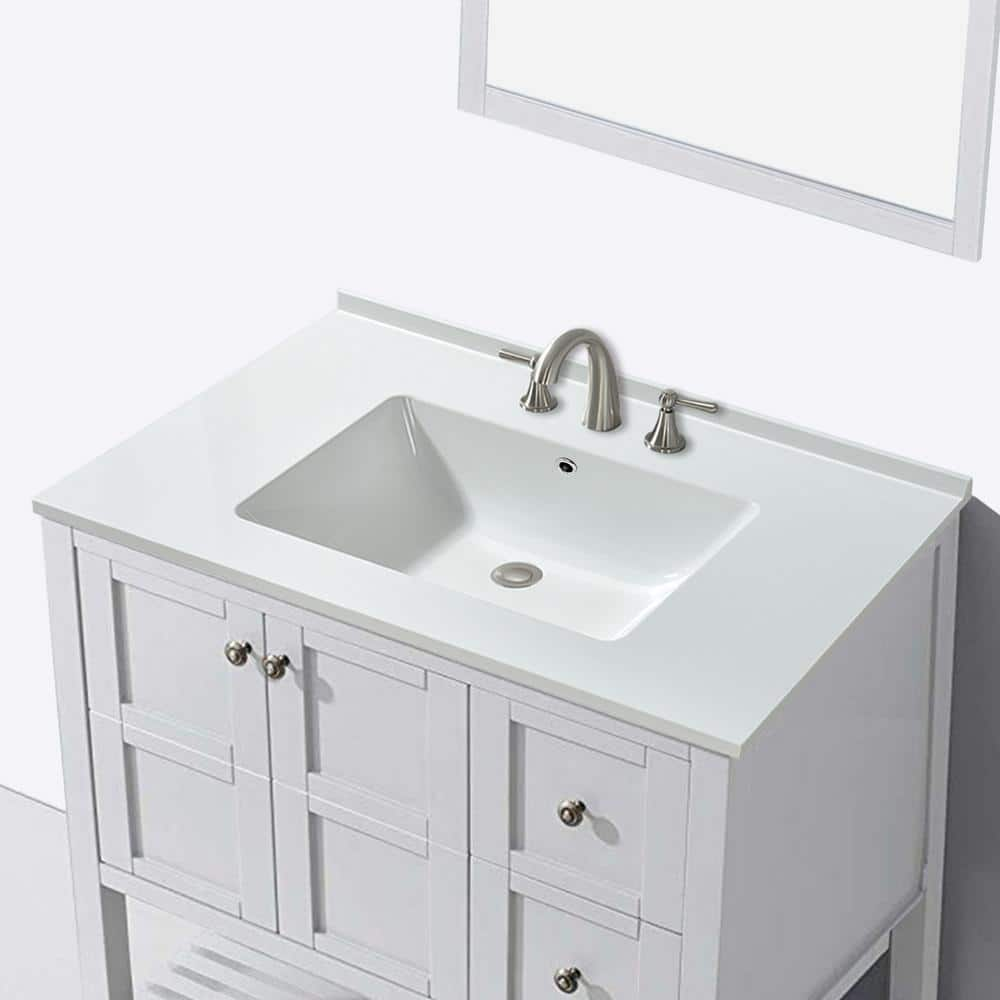 Woodbridge Tamworth 37 In W X 19 In D Single Basin Solid Surface Vanity Top In Glossy White With Integrated White Basin Hvt4212 The Home Depot