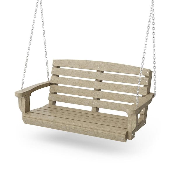 Wildridge Classic 2-Person Weathered Wood Plastic Porch Swing