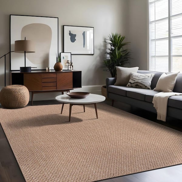 Terra Fiber Easy Jute Natural 6 ft. x 9 ft. Solid Indoor Outdoor Area Rug