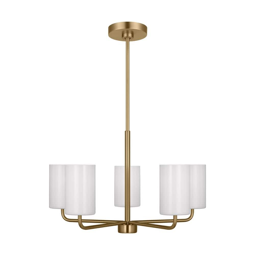 Rhett 5-Light Satin Bronze Medium Chandelier with Clear/White Glass Shades, No Bulbs Included price history on PriceWatchPro