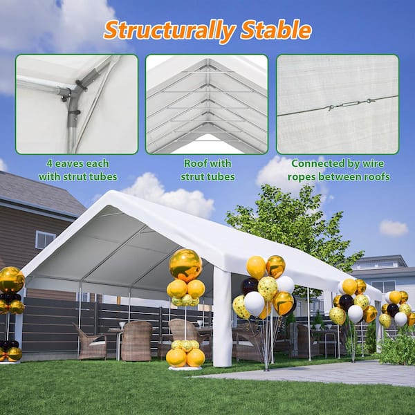 13 ft. x 26 ft. White Outdoor Party Tent with 3-Storage Bags and