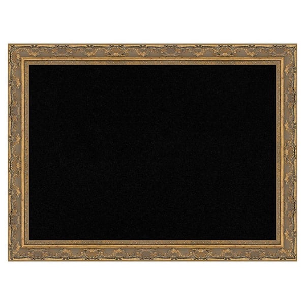 Filigree Gold 32 in. x 24 in. Poly Framed Black Cork Memo Board