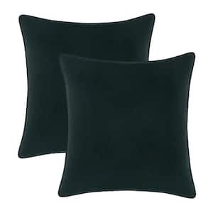 A1HC Dark Green Velvet Decorative Pillow Cover Pack of 2, 22 in. x 22 in. Hidden YKK Zipper, Throw Pillow Covers Only