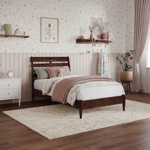 AFI Savannah Walnut Brown Solid Wood Frame Twin Low Profile Platform Bed