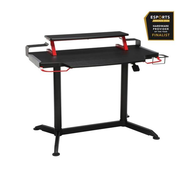 RESPAWN 42 in. Rectangular Red Computer Desk with Adjustable Height Feature